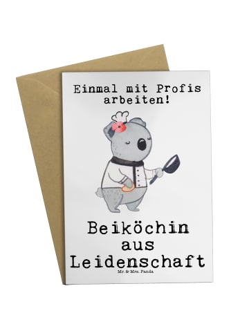 Mr. & Mrs. Panda Grußkarte Beiköchin Leidenschaft mit Spruch in Weiß