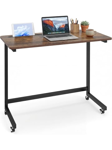 COSTWAY Beistelltisch mit Rollen 80 x 39.5 x 75 cm in Braun