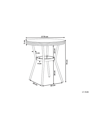 Beliani Outdoor Bistrotisch RIFREDDO in Grau/Braun - (W) 70 x (H) 76 x (L) 70 cm