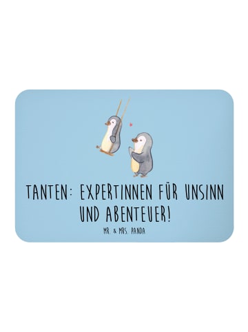 Mr. & Mrs. Panda Kühlschrankmagnet Tante Abenteuer mit Spruch in Blau Pastell