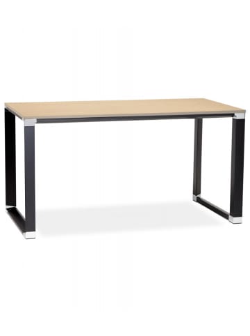 KADIMA DESIGN Gerader Schreibtisch XLINE aus Holz Metall | 160x80x74 cm in Beige-Schwarz