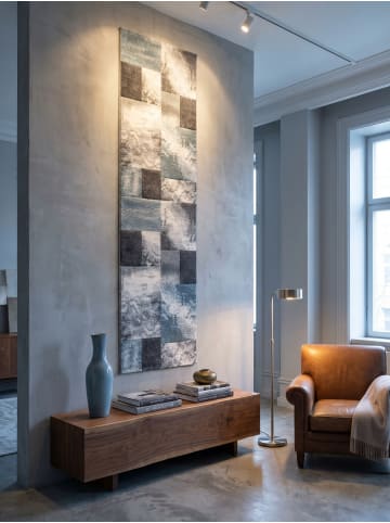 KADIMA DESIGN Teppich Kurzflor Waschbar Karo LATEMAR Strapazierfähig OEKO-TEX in Blau
