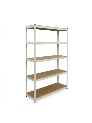 relaxdays Schwerlastregal in Weiß/ Braun - (B)120 x (H)200 x (T)60 cm