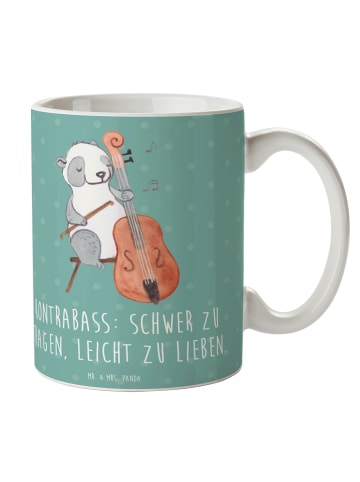 Mr. & Mrs. Panda Porzellantasse Kontrabass Liebe mit Spruch in Meeresbrise