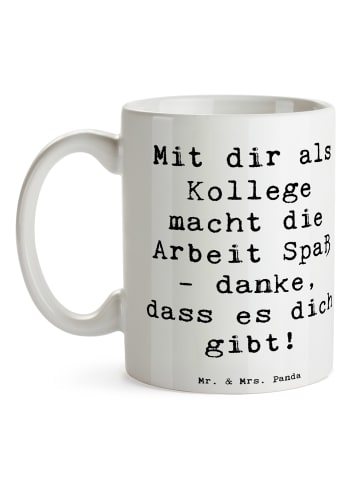 Mr. & Mrs. Panda Becher Spruch Kollege Freude mit Spruch in Weiß