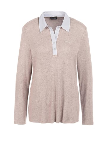 GOLDNER Thermopoloshirt mit flauschiger Innenseite und Baumwollkragen in sand / melange