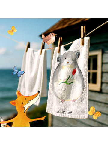 Mr. & Mrs. Panda Gästehandtücher Chinchilla Blume ohne Spruch in Weiß