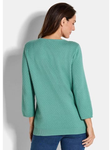 GOLDNER Halbarm Baumwollpullover mit Struktur in graugrün