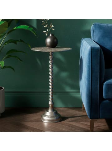 FineBuy Beistelltisch in Silber / Metall / 28x28x51