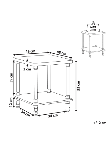 Beliani Nachttisch VERIL in Braun/Schwarz - (W) 48 x (H) 55 x (L) 48 cm