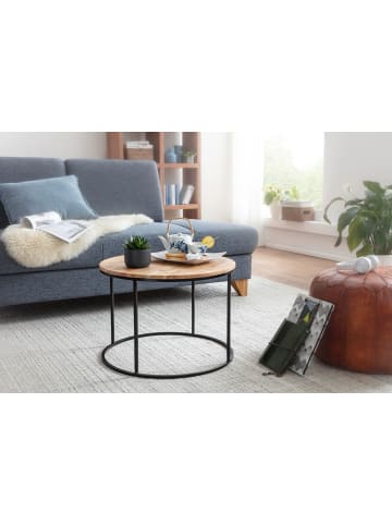 KADIMA DESIGN Couchtisch 60x43x60 cm Massivholz / Metall Sofatisch, Design