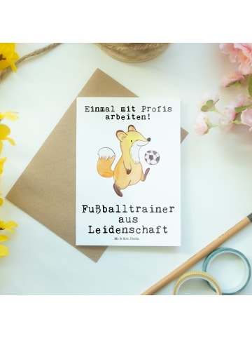 Mr. & Mrs. Panda Beileidskarte Fußballtrainer Leidenschaft mit S... in Weiß