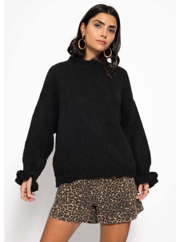 SASSYCLASSY Pullover mit Volantärmeln in Schwarz