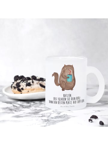 Mr. & Mrs. Panda Glas Katze Dose mit Spruch in Transparent