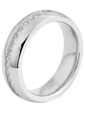 Adeliás Damen Ring aus Edelstahl mit Strass Steinchen in silber