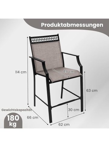 COSTWAY 2er Set Gartenstühle in Braun