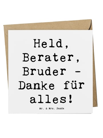 Mr. & Mrs. Panda Klappkarte Spruch Held Bruder mit Spruch in Weiß