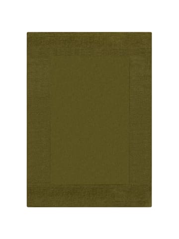 KADIMA DESIGN Wollteppich Uni-Design mit Bordüre, rutschfest, 100% Wolle Teppich in Grün