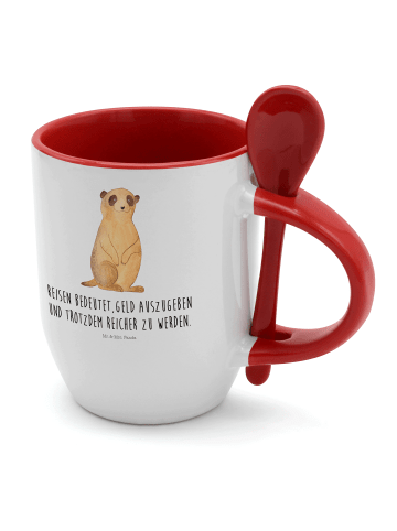 Mr. & Mrs. Panda Tasse mit Löffel Erdmännchen mit Spruch in Weiß