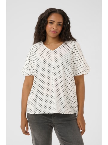 KAFFE curve Kurzarm-Bluse KCgina Regular fit in Chalk/Black Dot
