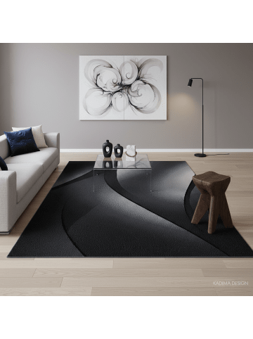 KADIMA DESIGN Teppich Kurzflor Waschbar Ombre INN Strapazierfähig OEKO-TEX in Schwarz