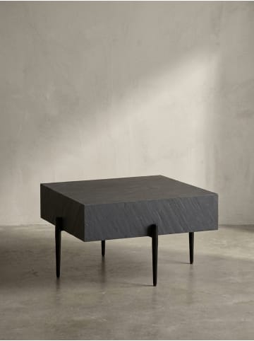 KADIMA DESIGN Couchtisch 64x64x35 cm Steinoptik / Metall Sofatisch Anthrazit
