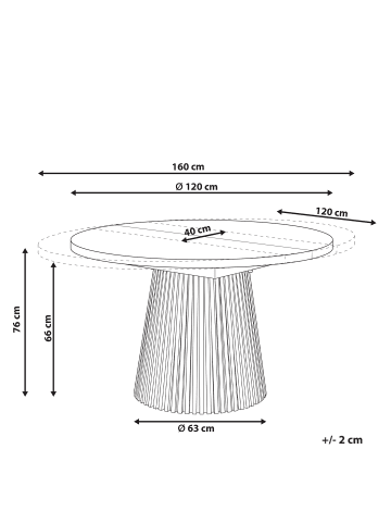 Beliani Esszimmertisch MOORE in Braun - (W) 120 x (H) 76 x (L) 120 cm