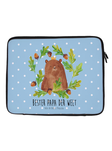 Mr. & Mrs. Panda Laptop Tasche Bär König mit Spruch in Blau Pastell