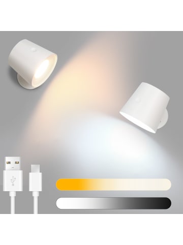 ZMH 2er-Set 1-flammige akku 360° Drehbar Wandleuchte in weiß