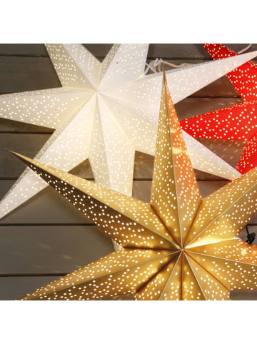 STAR Trading Papierstern Leuchtstern Faltstern 7zackig hängend 70cm m. Kabel creme