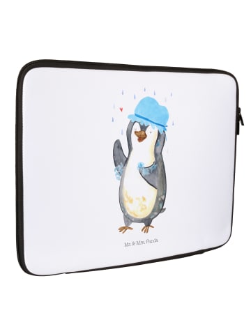 Mr. & Mrs. Panda Notebook Tasche Pinguin Duschen ohne Spruch in Weiß