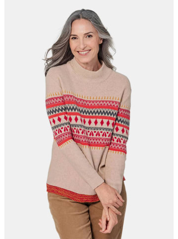 GOLDNER Kurzgröße:  Strickpullover Strickpullover mit Rollkragen in milchkaffee / gemustert