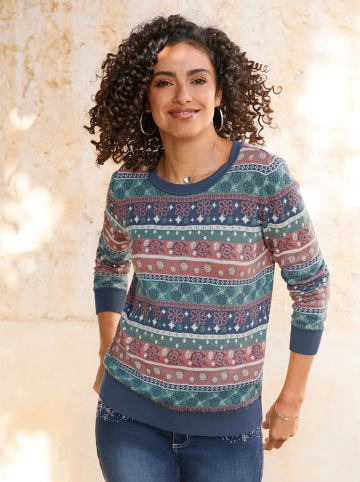 WITT WEIDEN Jacquard-Pullover in rauchblau-rosenholz
