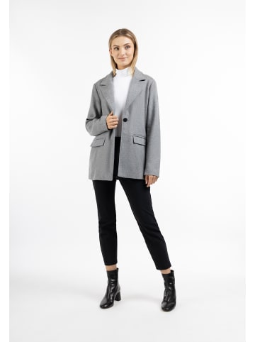 DreiMaster Klassik Damen Langer Blazer Aus Wollgemisch in Grau Melange