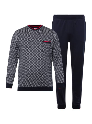 Men Plus Langer Schlafanzug in navy blau