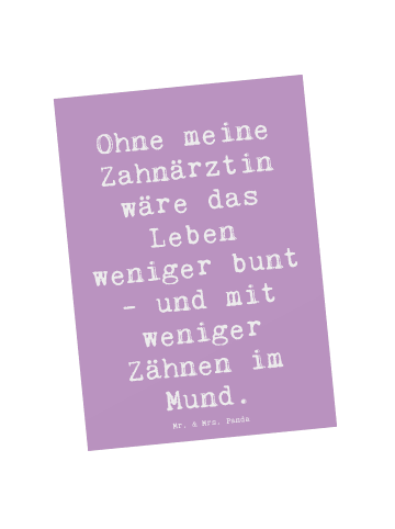 Mr. & Mrs. Panda Wanddeko Spruch Zahnärztin Dank mit Spruch in Lavendeltraum