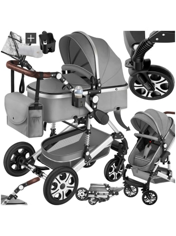tectake 2-in-1 Kinderwagen, 0–36 Monate, bis 15 kg, klappbar, 5-Punkt-Gurt