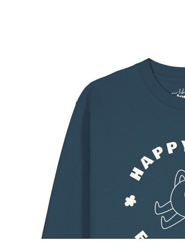 wat? Apparel Sweatshirt Happy day everyday in Petrol