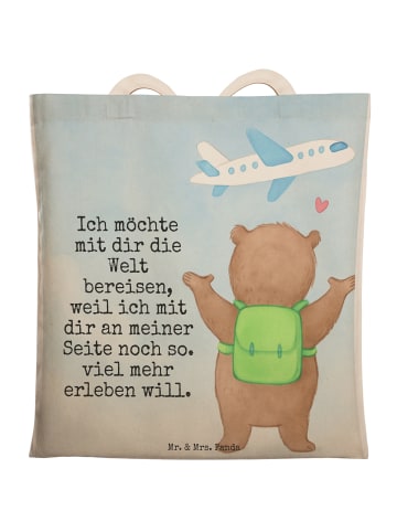 Mr. & Mrs. Panda shopping bag Bär Flugzeug Design mit Spruch in Weiß