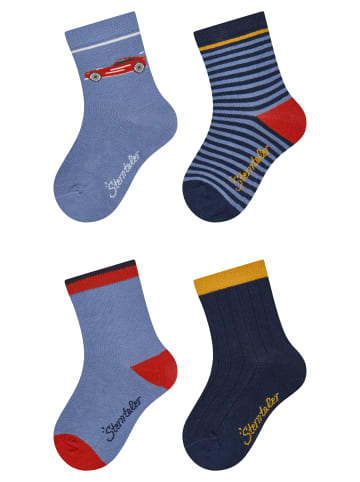 Sterntaler Socken 4er-Pack Auto in mittelblau