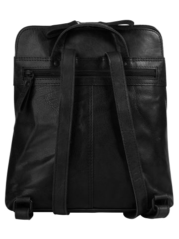 SPIKES & SPARROW Rucksack echt Leder in schwarz