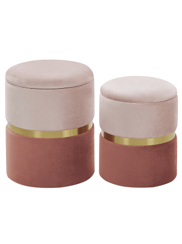 Beliani 2er-Set Pouf WICHITA in Rosa/Gold