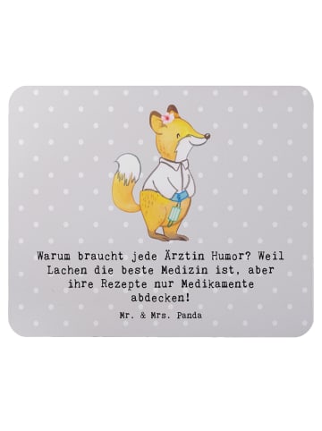 Mr. & Mrs. Panda Mouse-Pad Humorvolle Ärztin mit Spruch in Grau Pastell