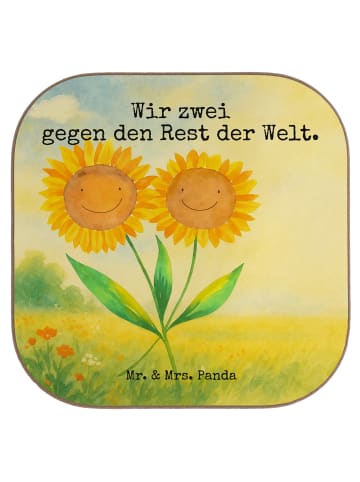 Mr. & Mrs. Panda Untersetzer Glas Blume Sonnenblume Design mit S... in Weiß