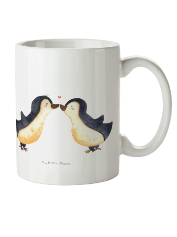 Mr. & Mrs. Panda Mehrwegbecher Pinguin Liebe ohne Spruch in Weiß