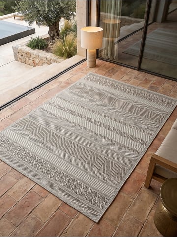 KADIMA DESIGN ESERA Flachwebteppich Beige 120x160 Streifen Polypropylen Wohnraum in Beige