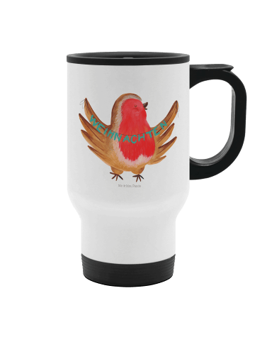 Mr. & Mrs. Panda Outdoor Becher Rotkehlchen Weihnachten ohne Spruch in Weiß