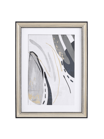 Beliani Wandbild mit Rahmen HIDMO in Grau/Gold/Messing - (W) 30 x (H) 40 x (L) 5 cm