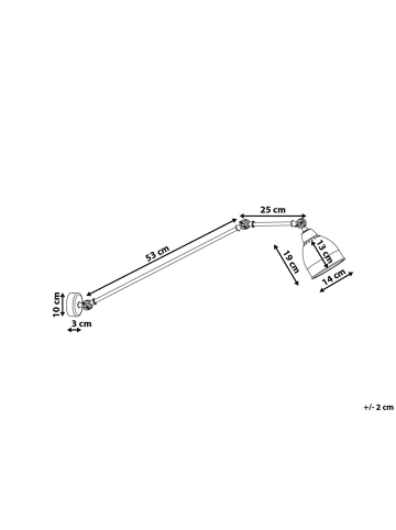 Beliani Wandleuchte MISSISSIPPI in Grau/Kupfer - (W) 14 x (H) 18 x (L) 78 cm