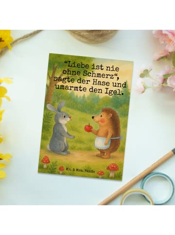Mr. & Mrs. Panda Postkarte Hase Igel Design mit Spruch in Weiß